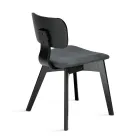 Ensemble de deux chaises avec finition effet bois et assise en tissu rembourré - Antea Viadurini