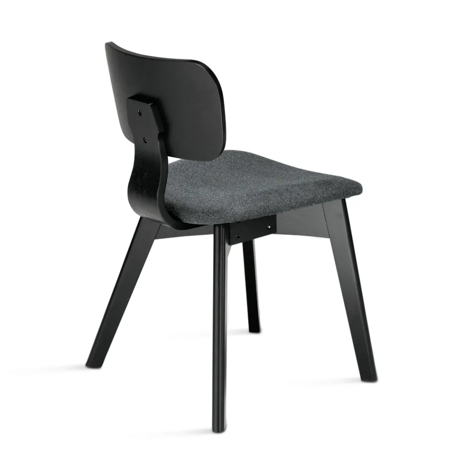 Ensemble de deux chaises avec finition effet bois et assise en tissu rembourré - Antea Viadurini