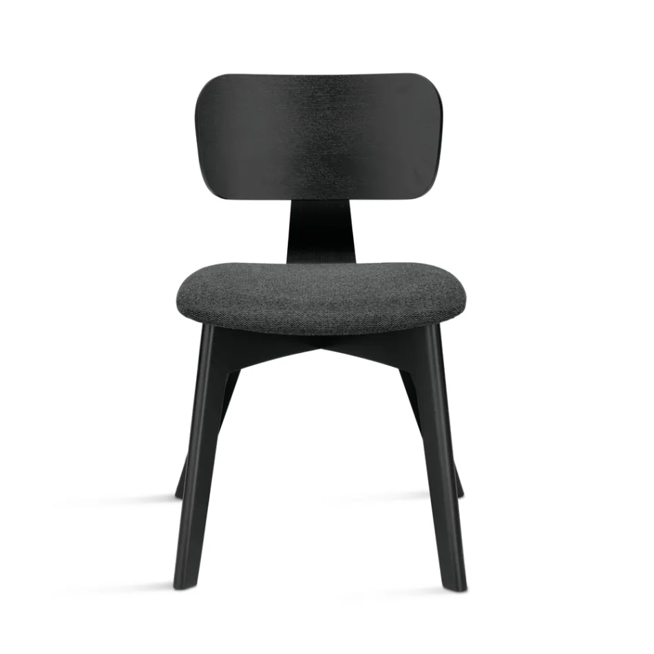 Ensemble de deux chaises avec finition effet bois et assise en tissu rembourré - Antea Viadurini