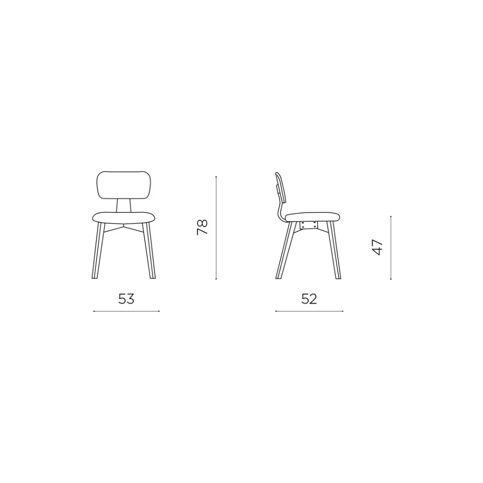 Ensemble de deux chaises avec finition effet bois et assise en tissu rembourré - Antea Viadurini