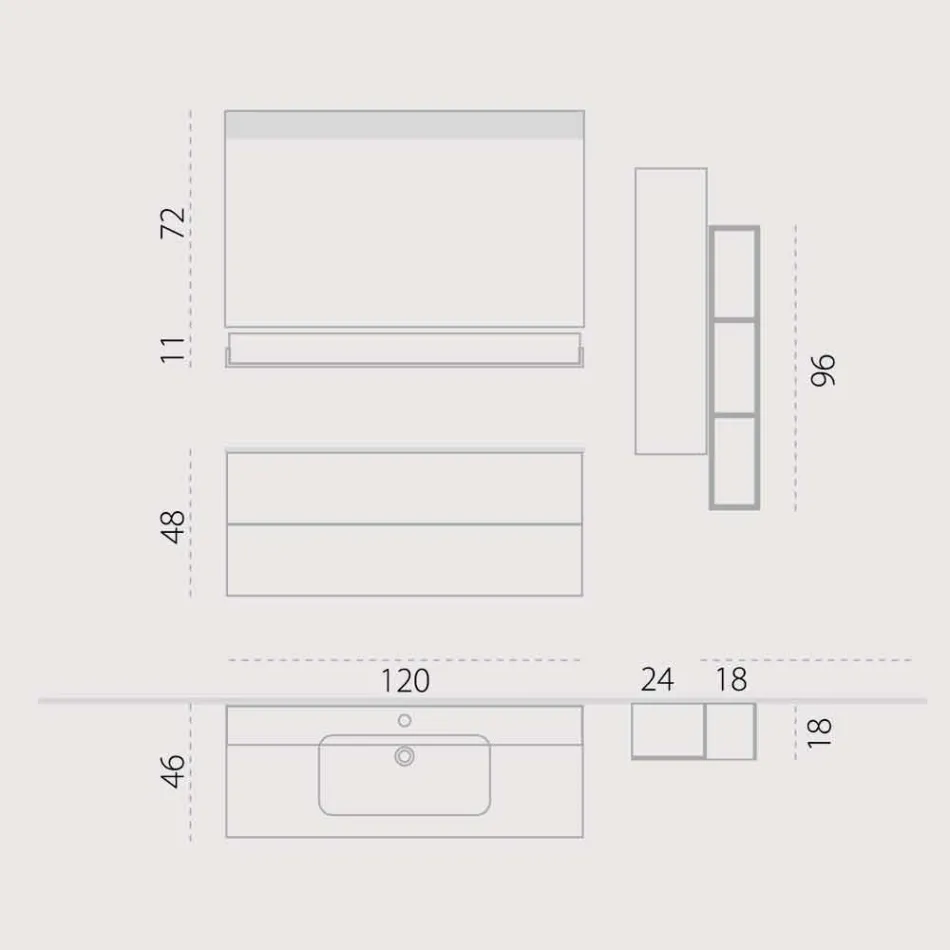Ensemble en bois et suspension de meuble de salle de bain moderne Fenix fabriqué en Italie Bari Viadurini