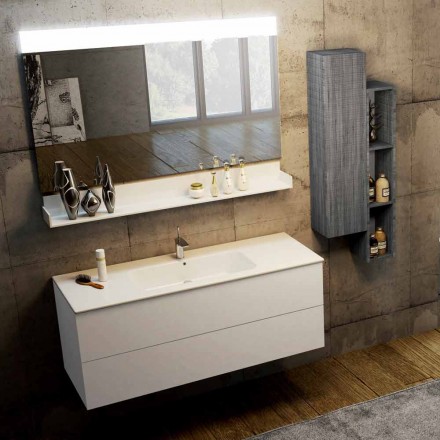 Ensemble en bois et suspension de meuble de salle de bain moderne Fenix fabriqué en Italie Bari Viadurini