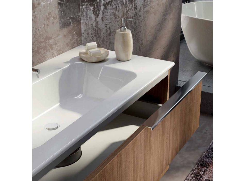 Ensemble de suspension de meubles de salle de bain en bois design made in Italy Cesena Viadurini