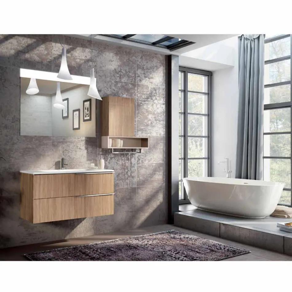 Ensemble de suspension de meubles de salle de bain en bois design made in Italy Cesena Viadurini