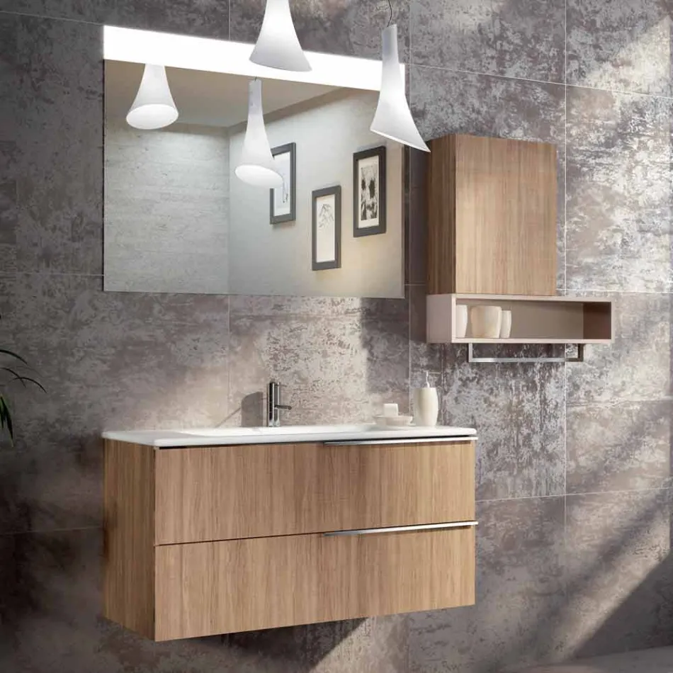 Ensemble de suspension de meubles de salle de bain en bois design made in Italy Cesena Viadurini