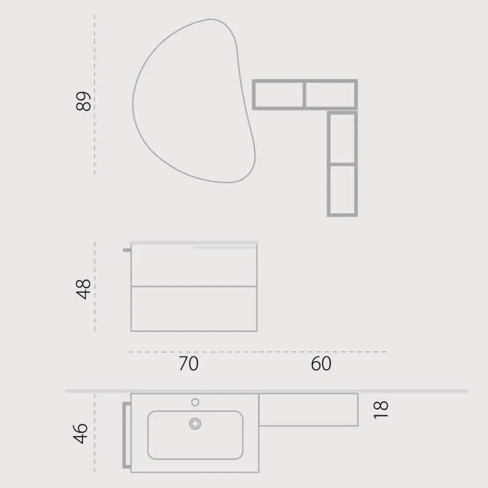 Ensemble de meubles de salle de bain en bois suspension design made in Italy Sad Viadurini