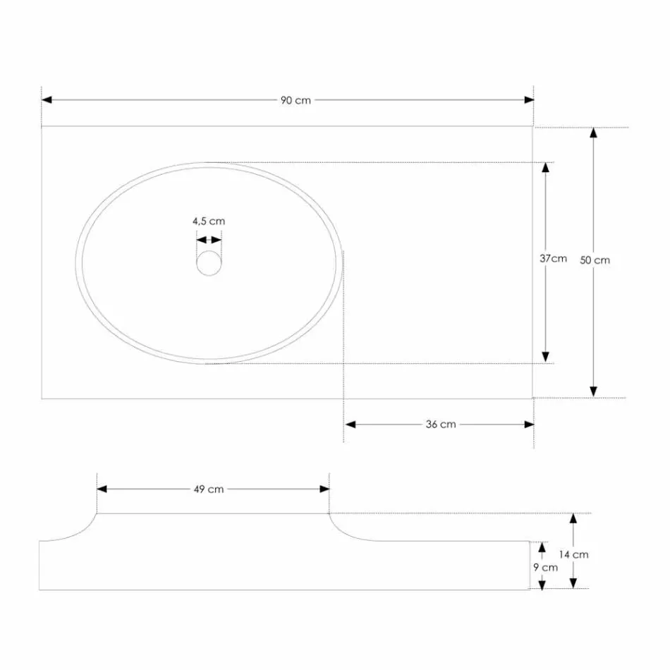 Meubles de salle de bain suspendus au design moderne dans une surface solide à Brusson Viadurini