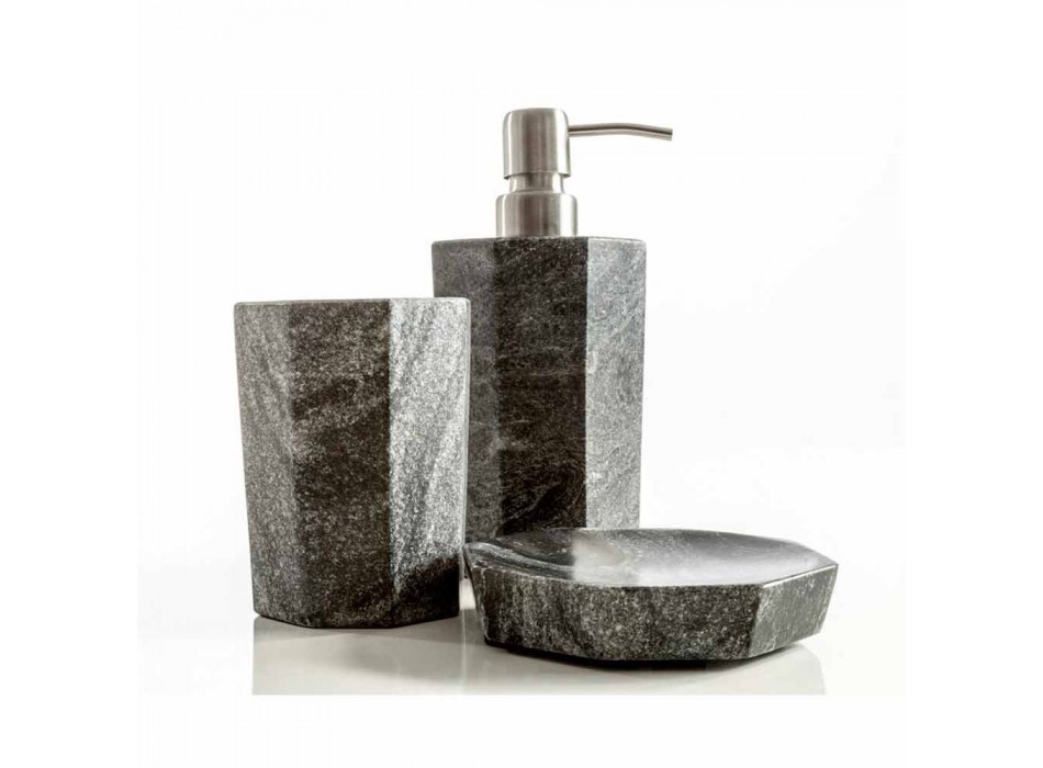 Accessoires de salle de bain modernes montés en marbre gris veiné Montafia