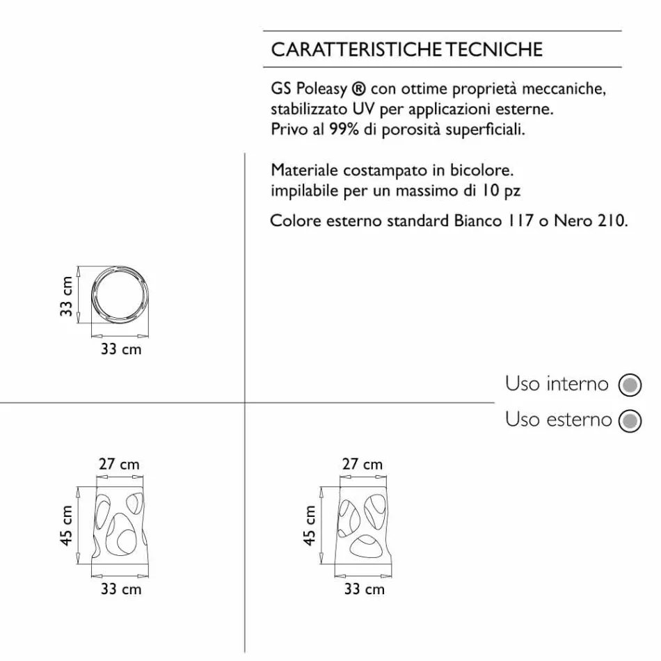 Tabourets design empilables d'intérieur ou d'extérieur, 6 pièces - Liberty by Myyour Viadurini