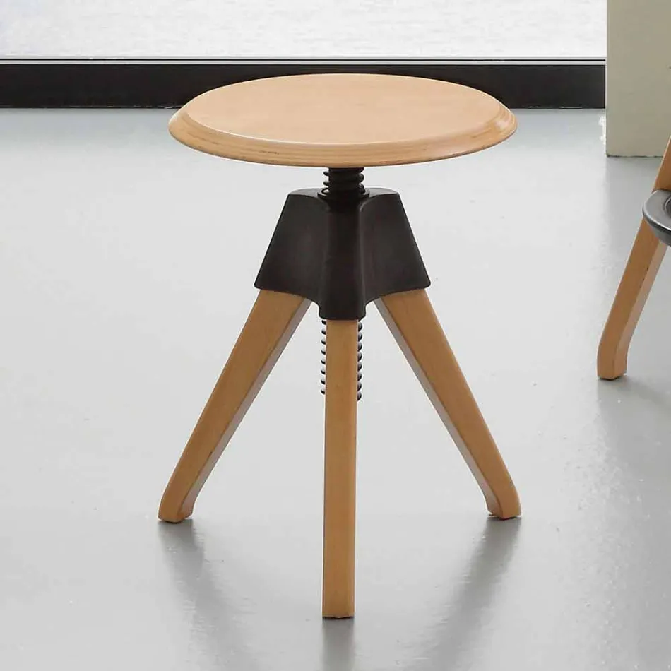Tabouret à vis en hêtre naturel et détails en polypropylène Sit Viadurini