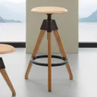 Tabouret à vis en hêtre naturel et détails en polypropylène Sit Viadurini