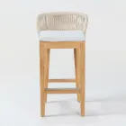 Tabouret de bar haut en teck naturel avec coussin - Côté Viadurini