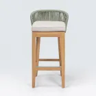 Tabouret de bar haut en teck naturel avec coussin - Côté Viadurini