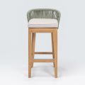 Tabouret de bar haut en teck naturel avec coussin - Côté