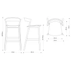 Tabouret de cuisine haut avec structure en bois de frêne fabriqué en Italie - Oslo Viadurini