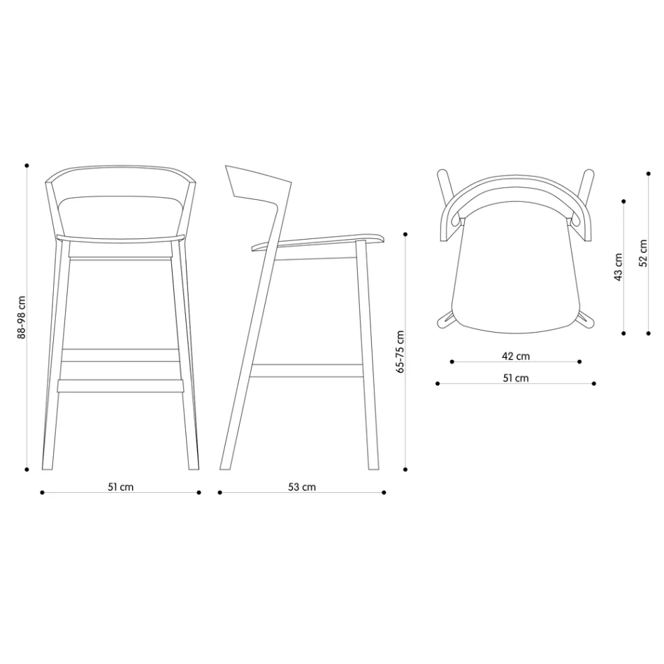 Tabouret de cuisine haut avec structure en bois de frêne fabriqué en Italie - Oslo Viadurini