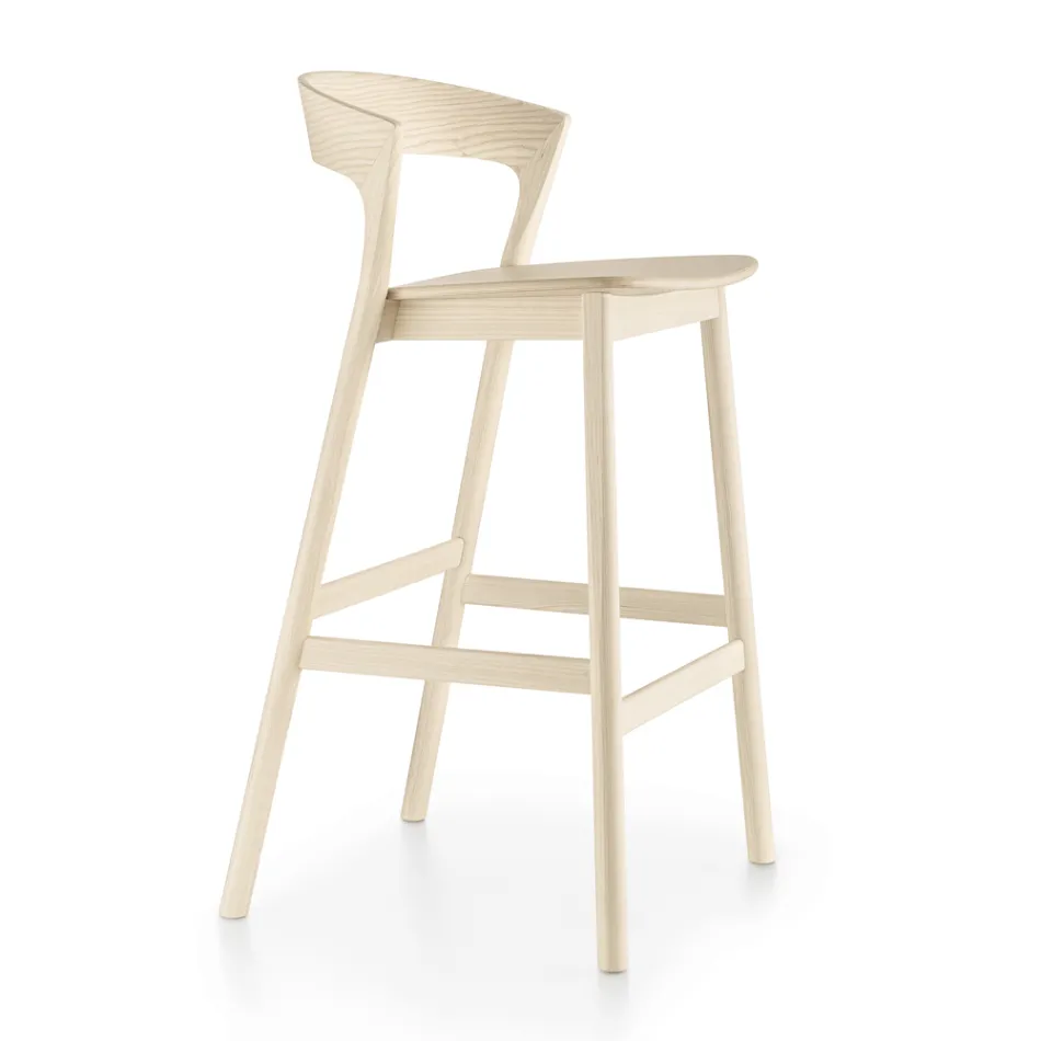 Tabouret de cuisine haut avec structure en bois de frêne fabriqué en Italie - Oslo Viadurini