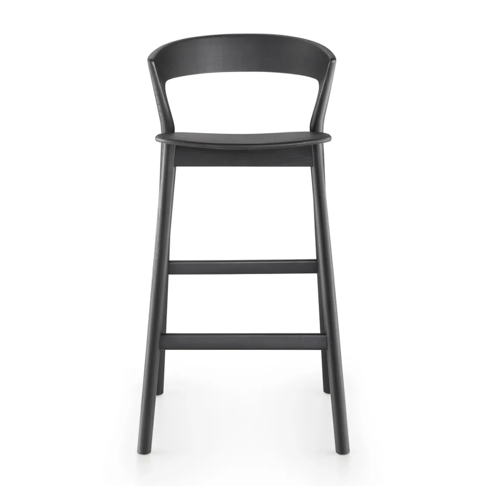 Tabouret de cuisine haut avec structure en bois de frêne fabriqué en Italie - Oslo Viadurini