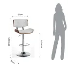 Tabouret Haut de Cuisine en Cuir Synthétique et Contreplaqué - Nebbia Viadurini