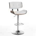 Tabouret Haut de Cuisine en Cuir Synthétique et Contreplaqué - Nebbia Viadurini