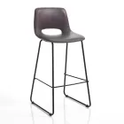 Tabouret Haut de Cuisine en Cuir Synthétique et Métal Noir 2 Pièces - Yuri Viadurini
