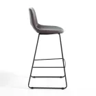 Tabouret Haut de Cuisine en Cuir Synthétique et Métal Noir 2 Pièces - Yuri Viadurini