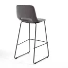 Tabouret Haut de Cuisine en Cuir Synthétique et Métal Noir 2 Pièces - Yuri Viadurini