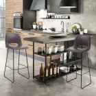 Tabouret Haut de Cuisine en Cuir Synthétique et Métal Noir 2 Pièces - Yuri Viadurini