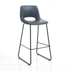 Tabouret Haut de Cuisine en Cuir Synthétique et Métal Noir 2 Pièces - Yuri Viadurini