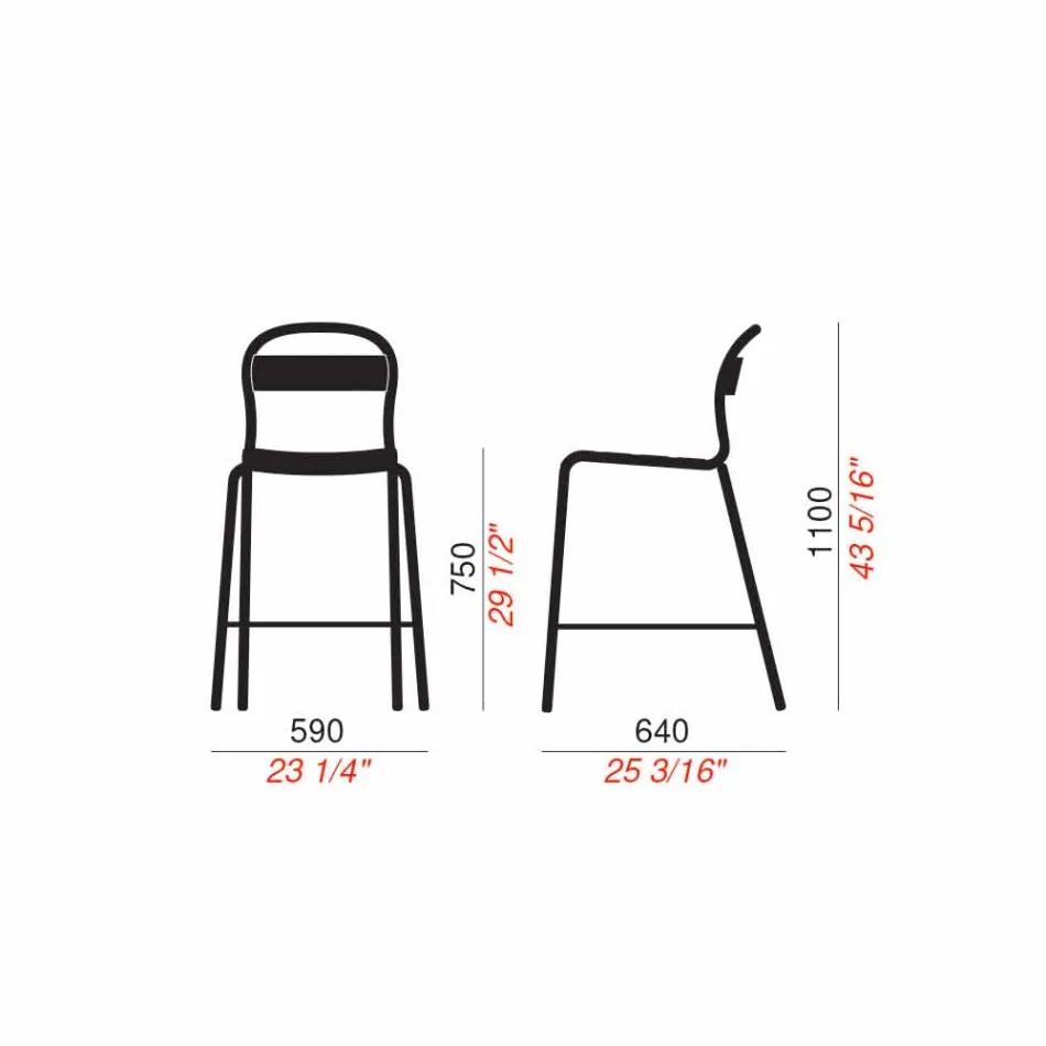 Tabouret d'extérieur haut empilable Made in Italy, 2 pièces - Trixie Viadurini