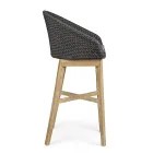 Tabouret haut d'extérieur en corde et bois de teck, Homemotion, 2 pièces - Anitha Viadurini