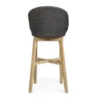 Tabouret haut d'extérieur en corde et bois de teck, Homemotion, 2 pièces - Anitha Viadurini