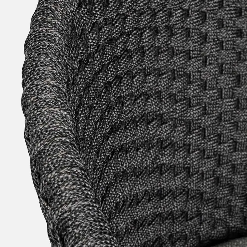 Tabouret haut d'extérieur en corde et bois de teck, Homemotion, 2 pièces - Anitha Viadurini