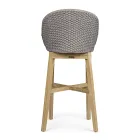 Tabouret haut d'extérieur en corde et bois de teck, Homemotion, 2 pièces - Anitha Viadurini