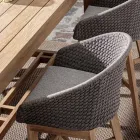 Tabouret haut d'extérieur en corde et bois de teck, Homemotion, 2 pièces - Anitha Viadurini