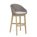Tabouret d'extérieur haut en corde et bois de teck, Homemotion, 2 pièces - Anitha