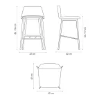 Tabouret haut de qualité en cuir avec base en métal fabriqué en Italie - Molde Viadurini