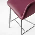 Tabouret haut de qualité en cuir avec base en métal fabriqué en Italie - Molde Viadurini