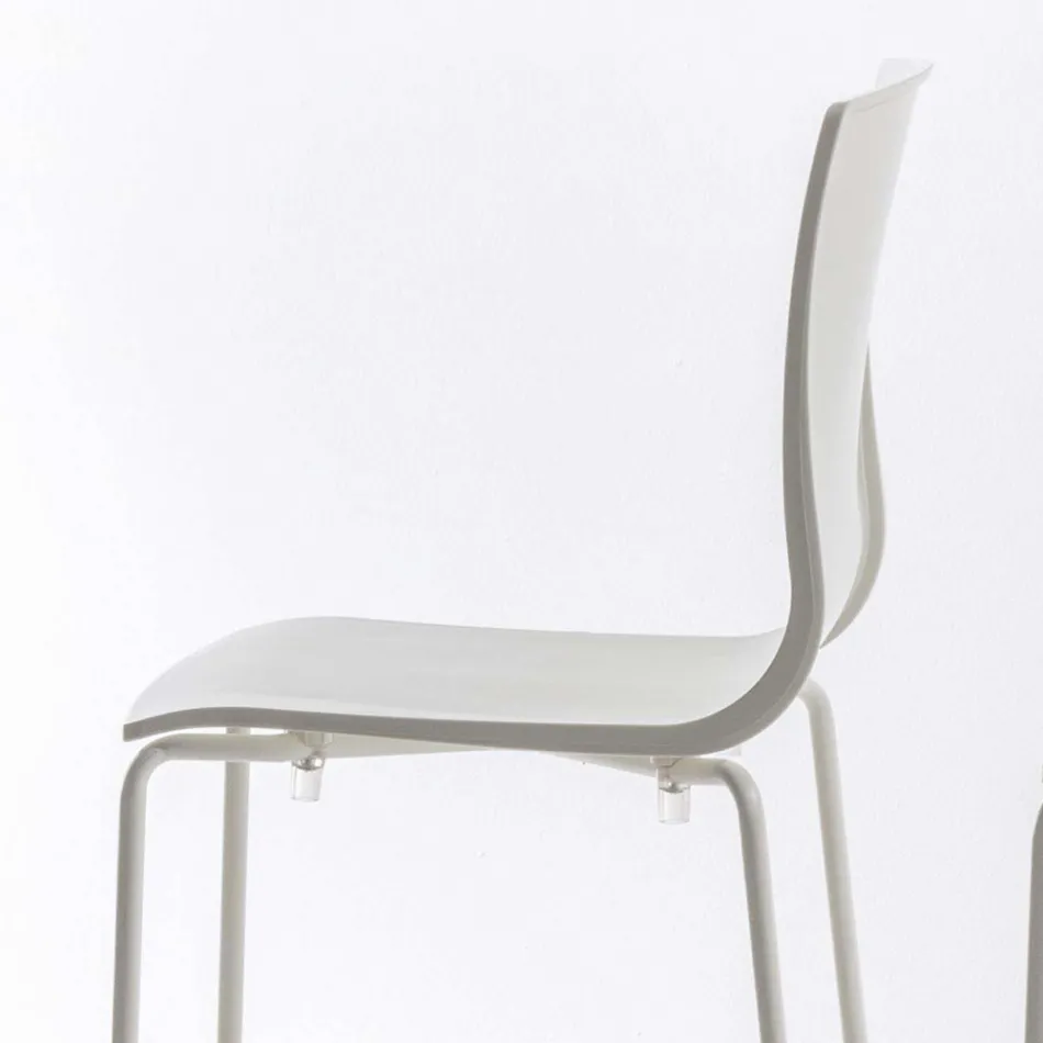 Tabouret haut empilable en polypropylène avec base en métal, 2 pièces - Kiara Viadurini