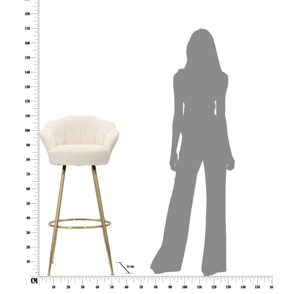 Tabouret Haut en Fer Doré avec Assise Recouvert de Velours - Annina Viadurini