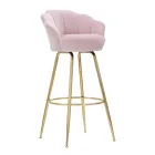 Tabouret Haut en Fer Doré avec Assise Recouvert de Velours - Annina Viadurini