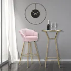 Tabouret Haut en Fer Doré avec Assise Recouvert de Velours - Annina Viadurini