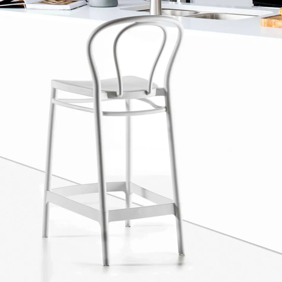 Tabouret haut en polypropylène avec repose-pieds, 4 pièces - Gaya Viadurini