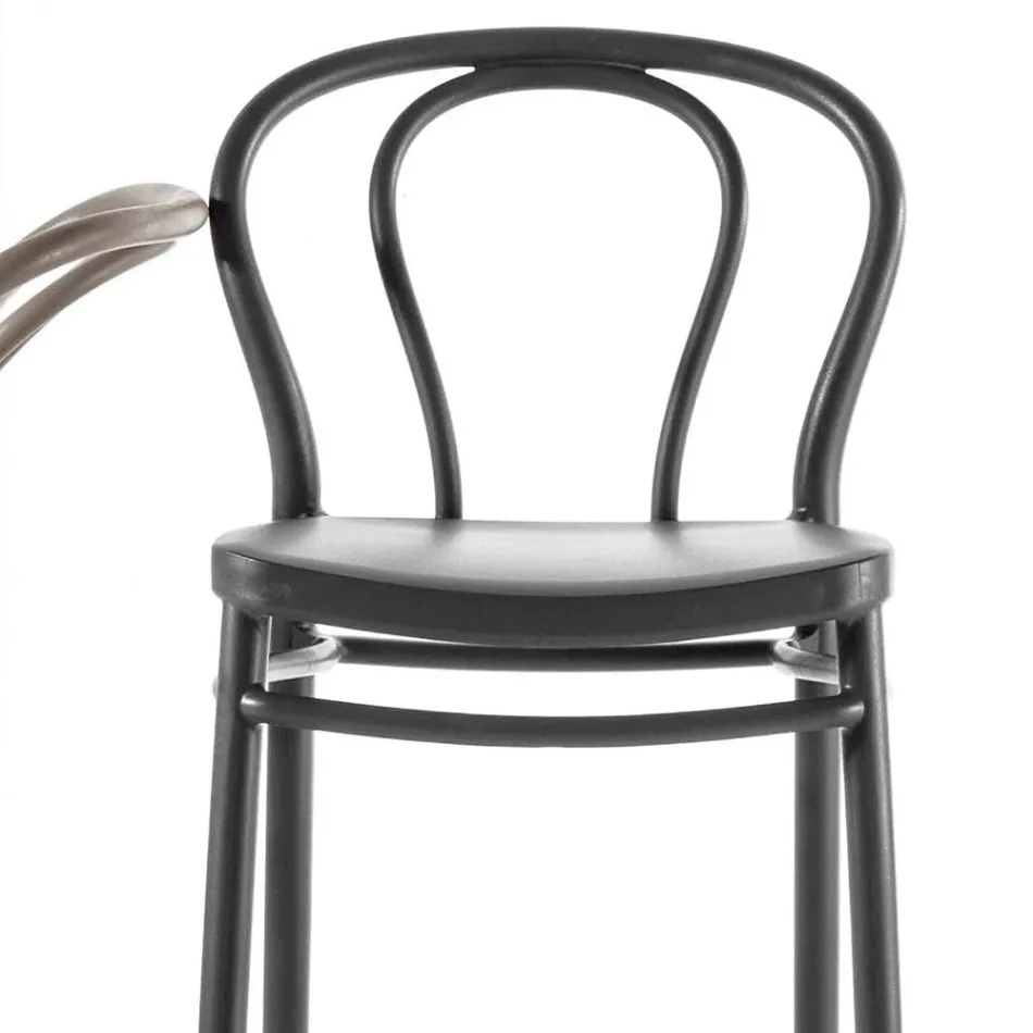 Tabouret haut en polypropylène avec repose-pieds, 4 pièces - Gaya Viadurini