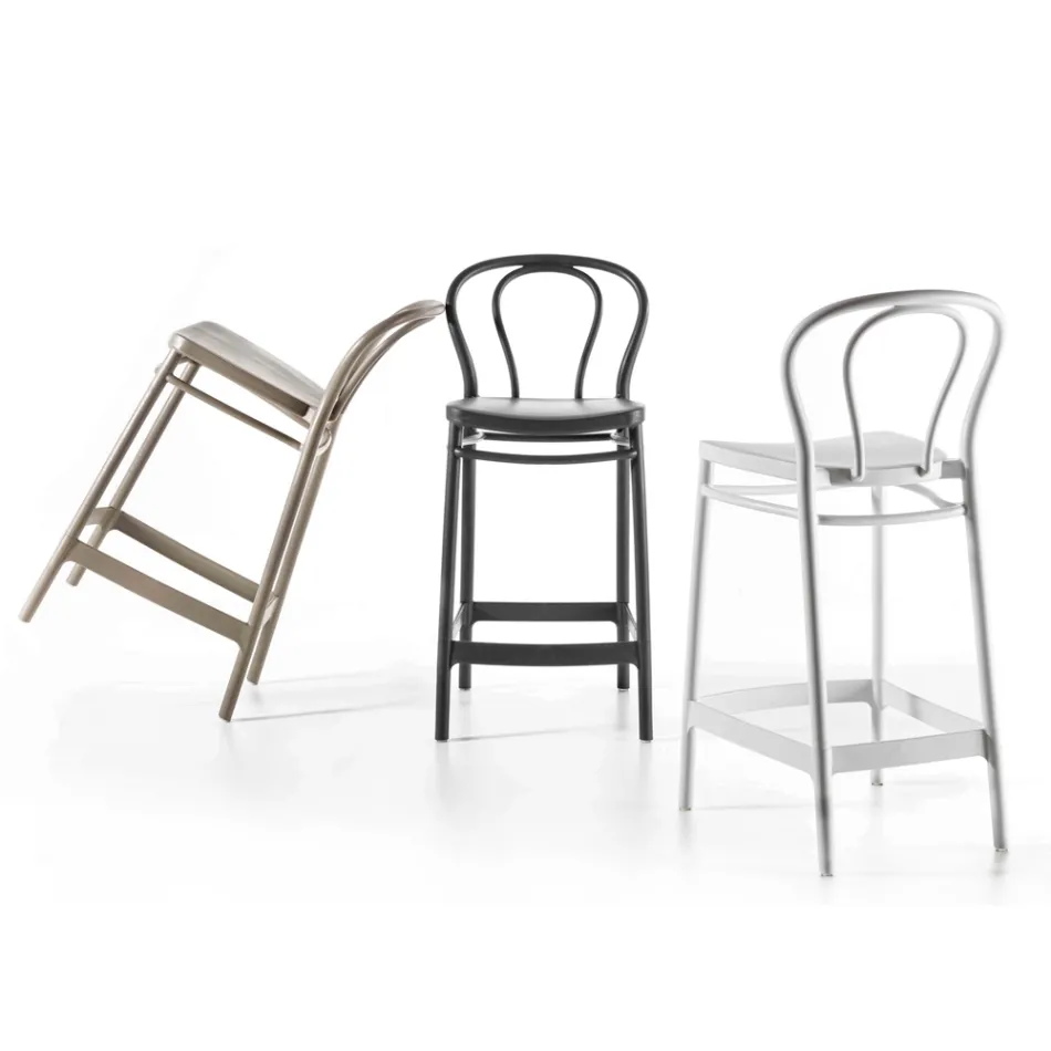 Tabouret haut en polypropylène avec repose-pieds, 4 pièces - Gaya Viadurini