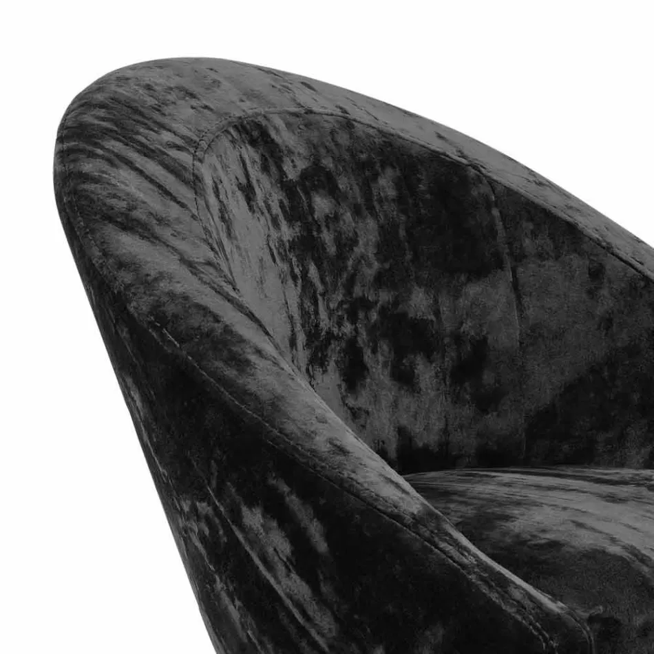 Tabouret Haut en Velours et Acier avec Relevage Réglable Fabriqué en Italie - Bilbao Viadurini