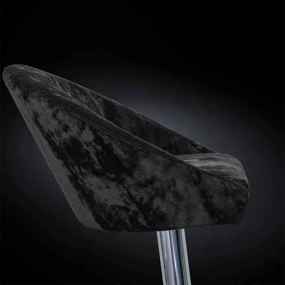 Tabouret Haut en Velours et Acier avec Relevage Réglable Fabriqué en Italie - Bilbao Viadurini