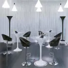 Tabouret Haut en Velours et Acier avec Relevage Réglable Fabriqué en Italie - Bilbao Viadurini