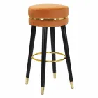 Tabouret de Bar Rond en Bois et Tissu de Design Moderne - Rupert Viadurini