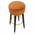 Tabouret de Bar Rond en Bois et Tissu de Design Moderne - Rupert Viadurini